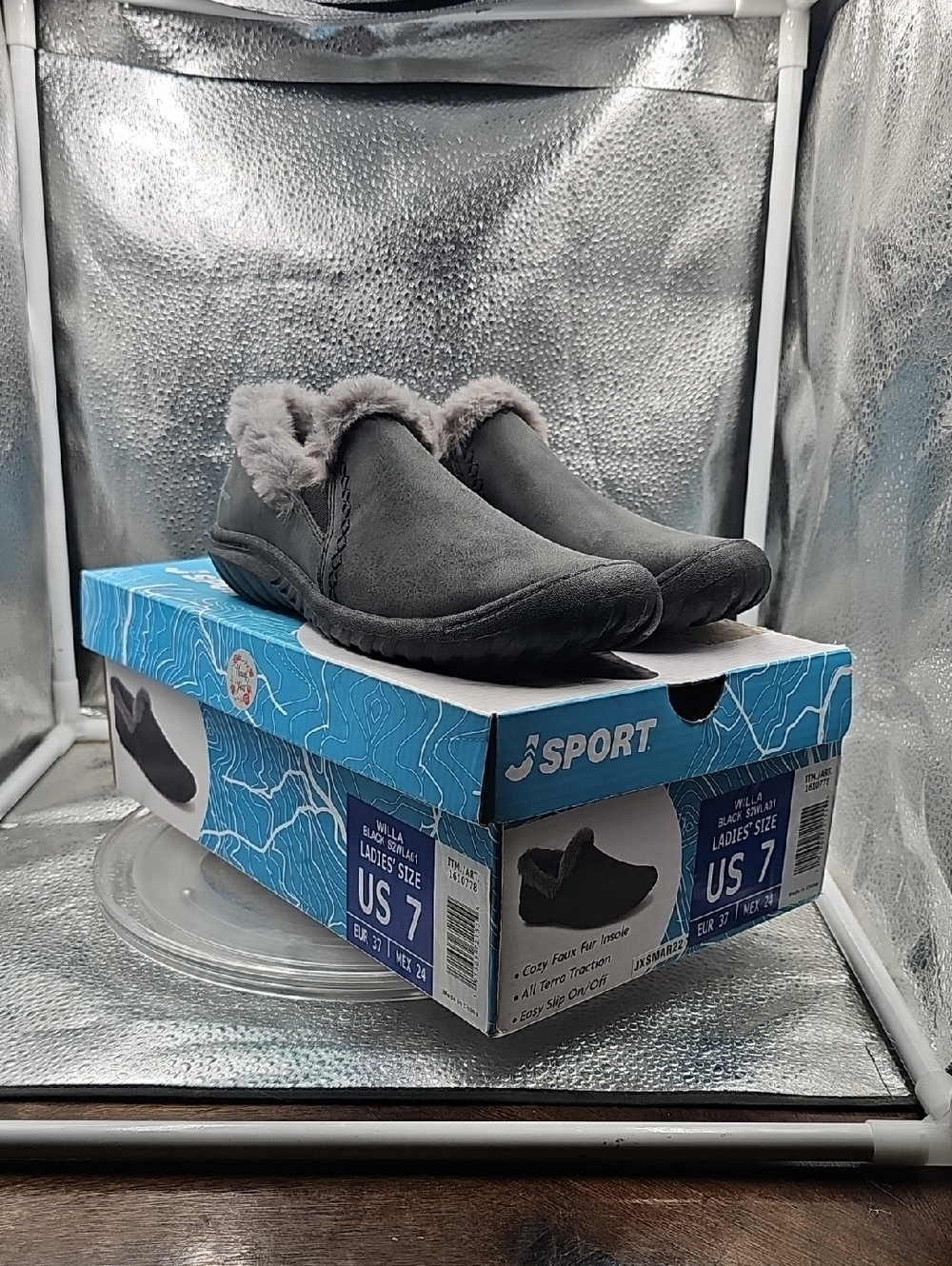 Black With Gray Fur J Sports Size 7 In Ladies
